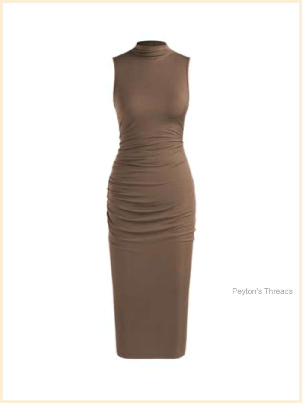 Women's Bodycon Midi Dress - Modern Ruched Sleeveless Party Dress